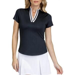 New NWT Tail White Label Black Short Sleeve Golf Shirt Women's Size Medium